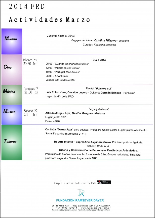 Agenda de marzo en FRD