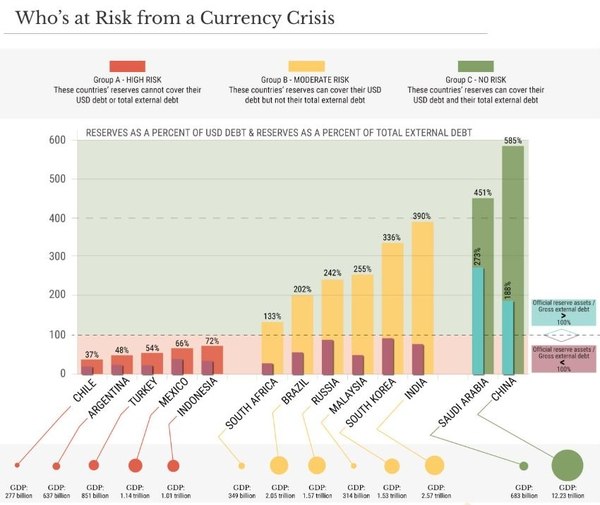 Argentina está entre los 5 países con “alto riesgo” de sufrir una crisis cambiaria