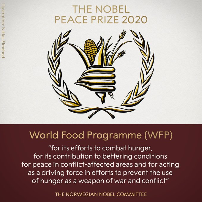 Premio Nobel de la Paz para el Programa Mundial de Alimentos de la ONU.